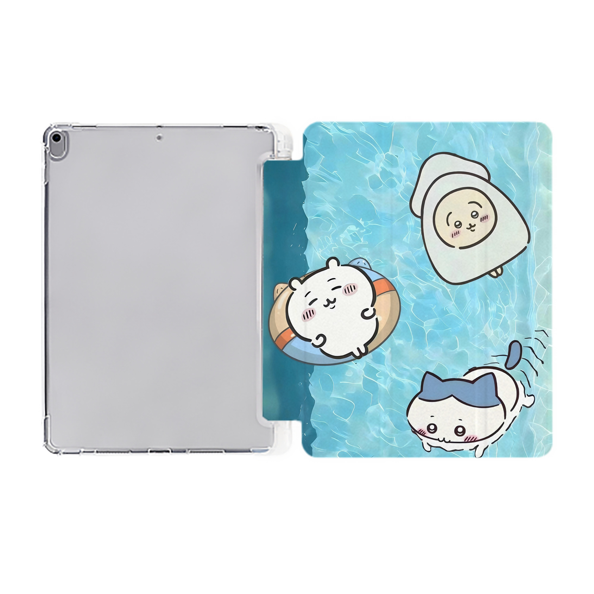 （画像用） ちいかわ Chii-kawa IPad ケース ペン収納付き 三つ折りスタンド PUレザー×シリコン 対応機種9.5/10.5/10.9インチ